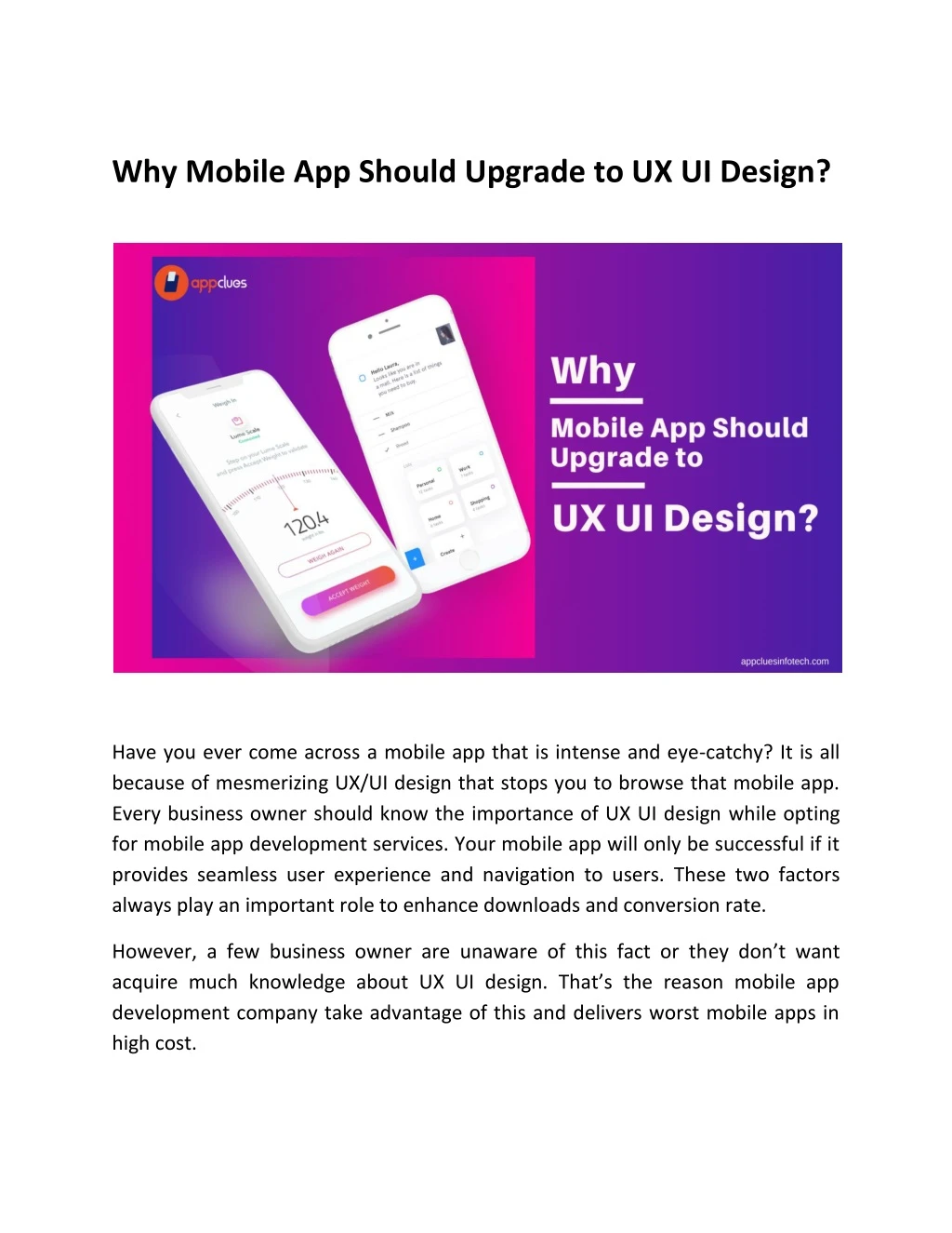 why mobile app should upgrade to ux ui design
