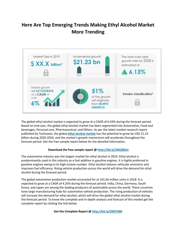 Here Are Top Emerging Trends Making Ethyl Alcohol Market More Trending