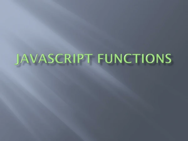 JavaScript functions