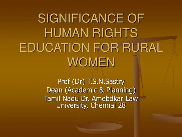 SIGNIFICANCE OF HUMAN RIGHTS EDUCATION FOR RURAL WOMEN