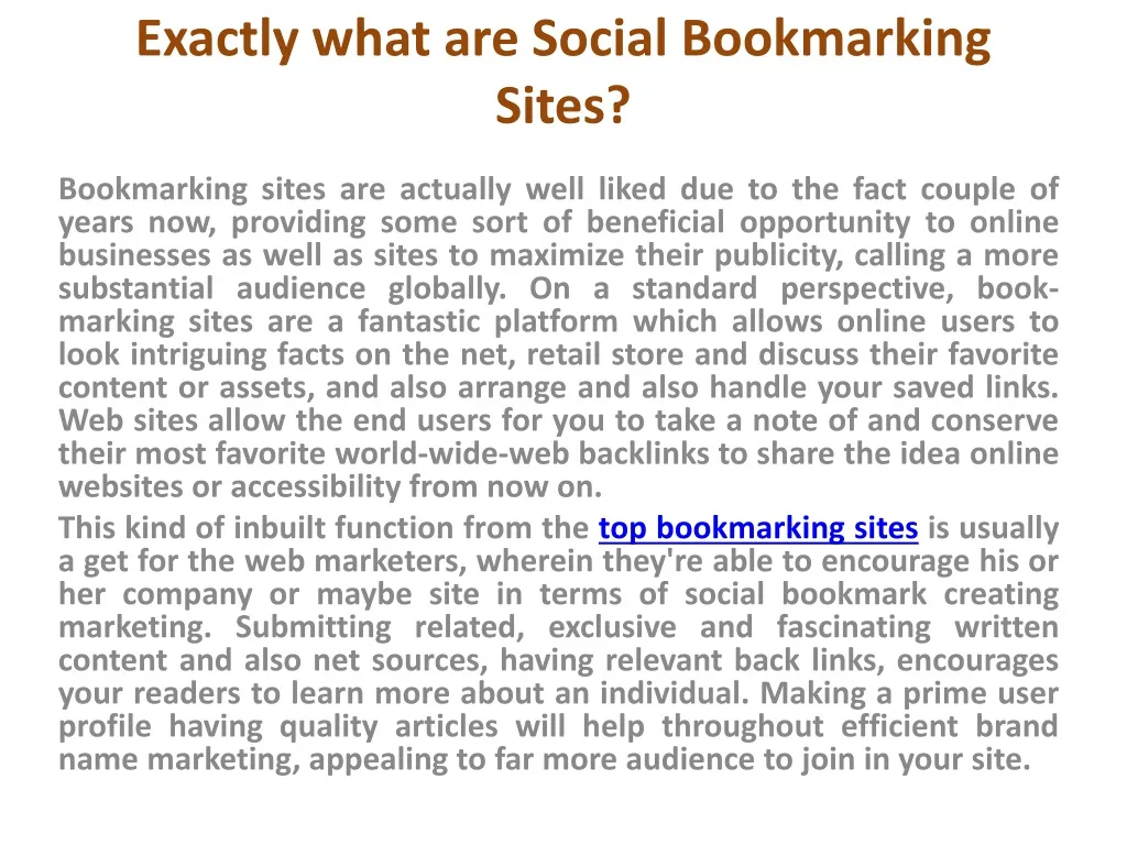 exactly what are social bookmarking sites