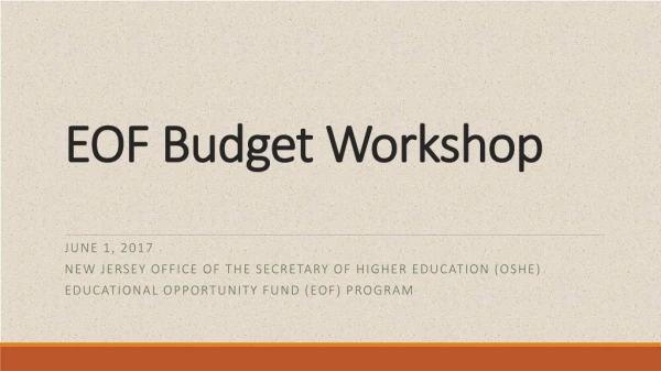 EOF Budget Workshop