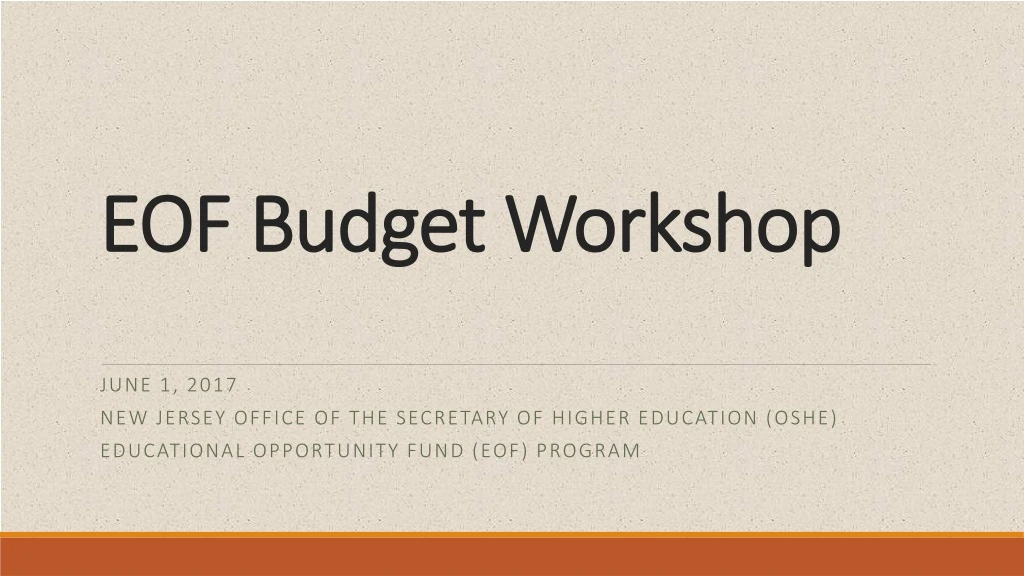 eof budget workshop