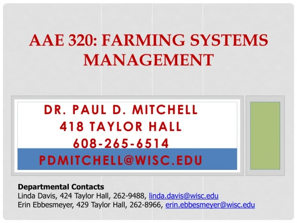 AAE 320: Farming Systems Management