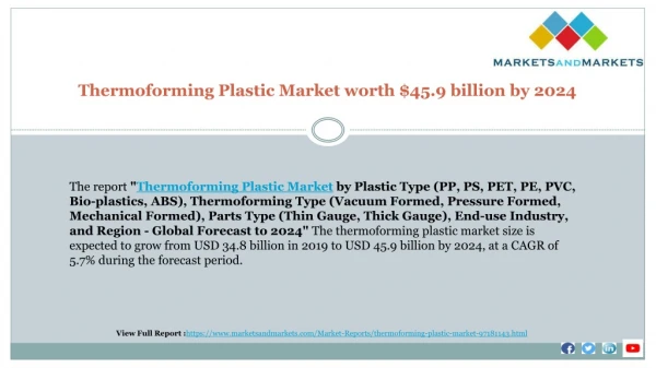 Thermoforming Plastic Market worth $45.9 billion by 2024