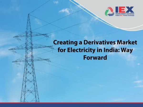Creating a Derivatives Market for Electricity in India: Way Forward
