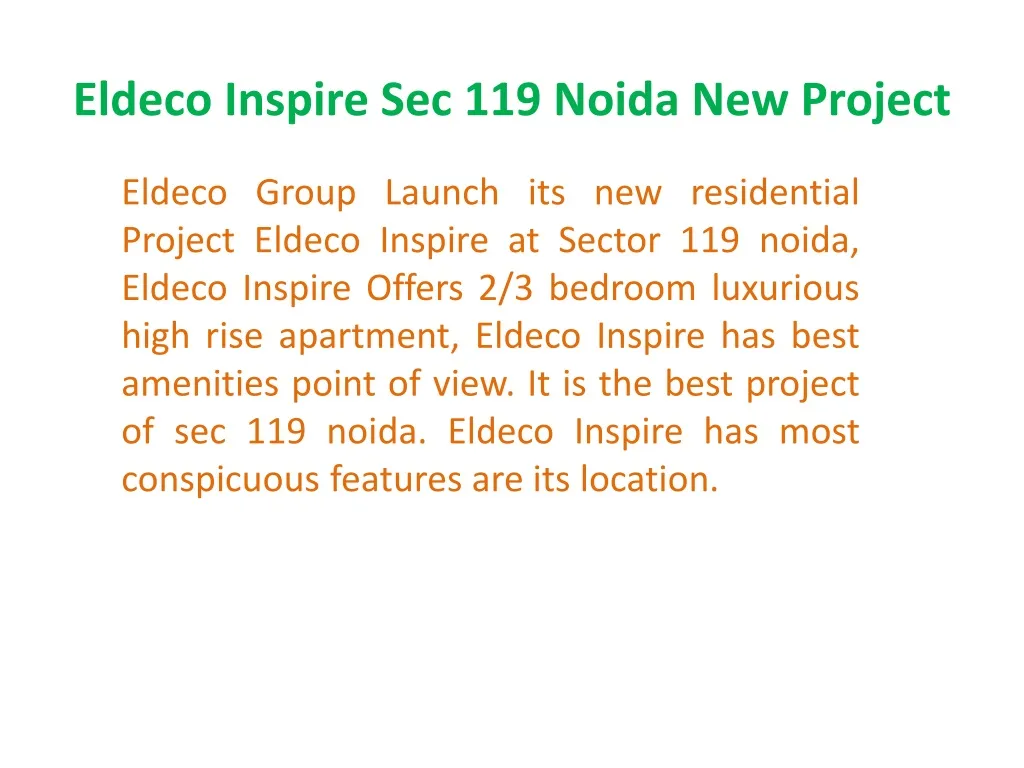 eldeco inspire sec 119 noida new project