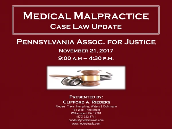 Medical Malpractice Case Law Update