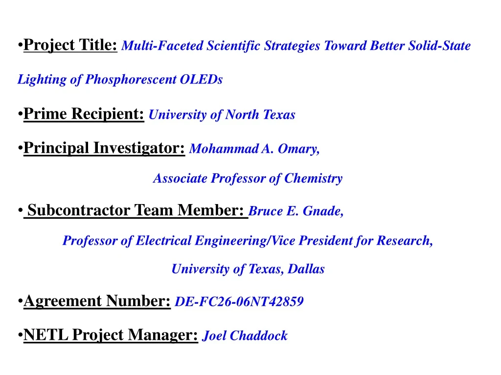project title multi faceted scientific strategies