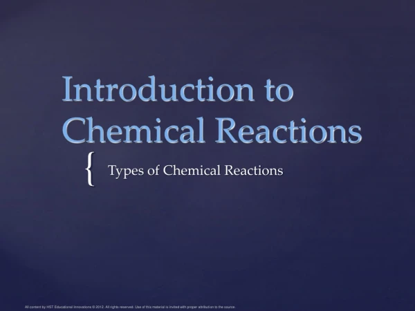 Introduction to Chemical Reactions