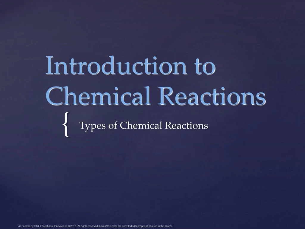 introduction to chemical reactions