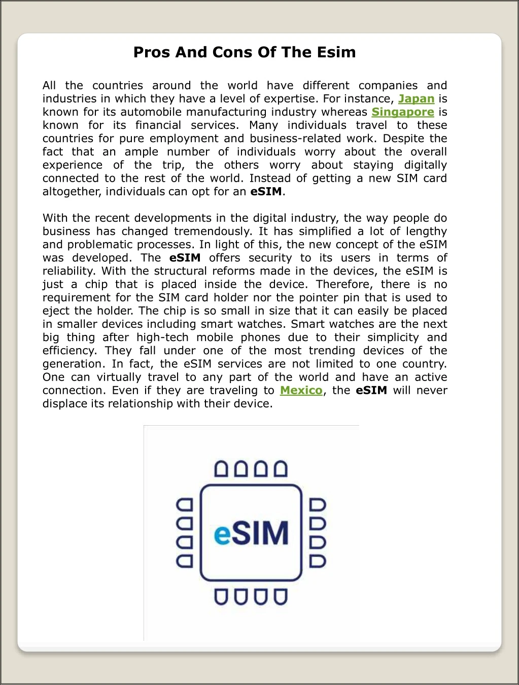 pros and cons of the esim