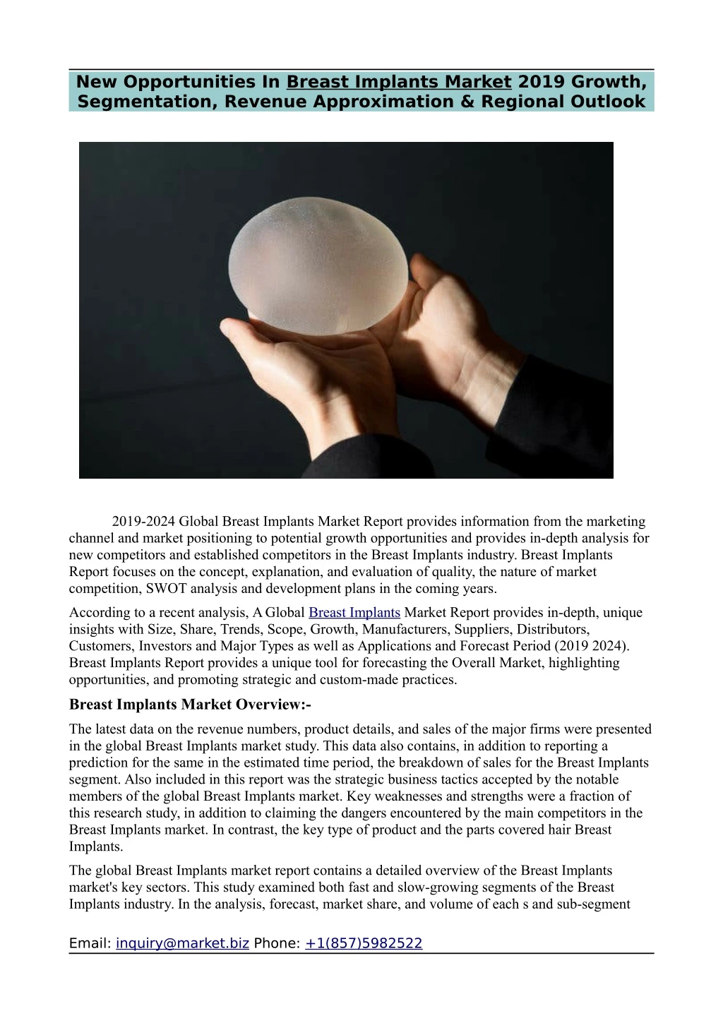 new opportunities in breast implants market 2019