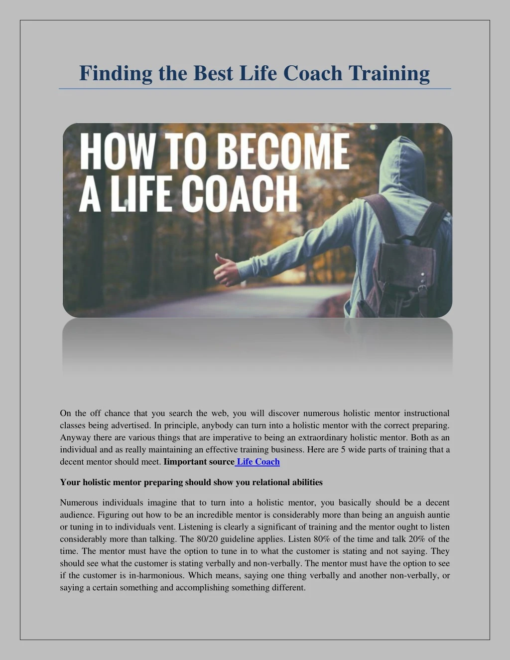 finding the best life coach training