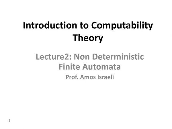 Introduction to Computability Theory