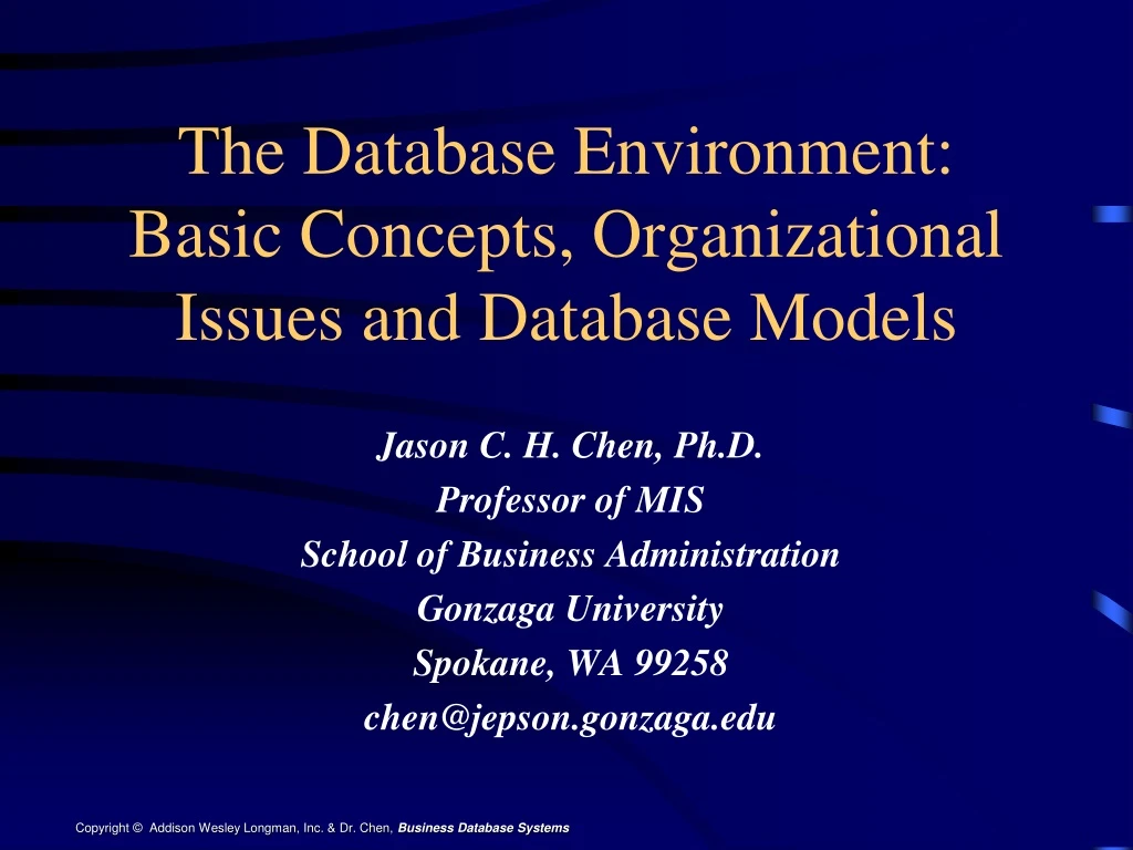 the database environment basic concepts organizational issues and database models