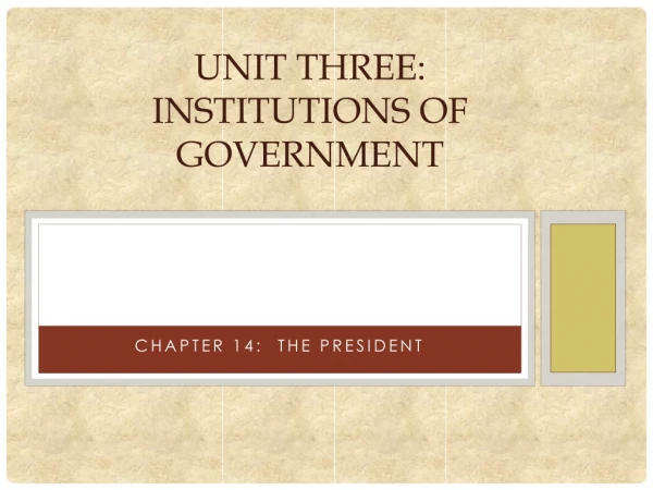 Unit Three: Institutions of Government