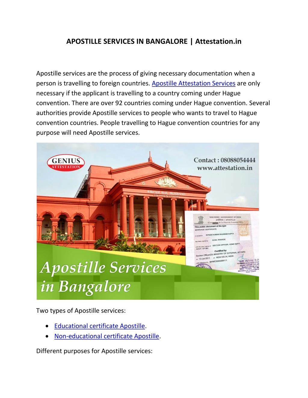 apostille services in bangalore attestation in