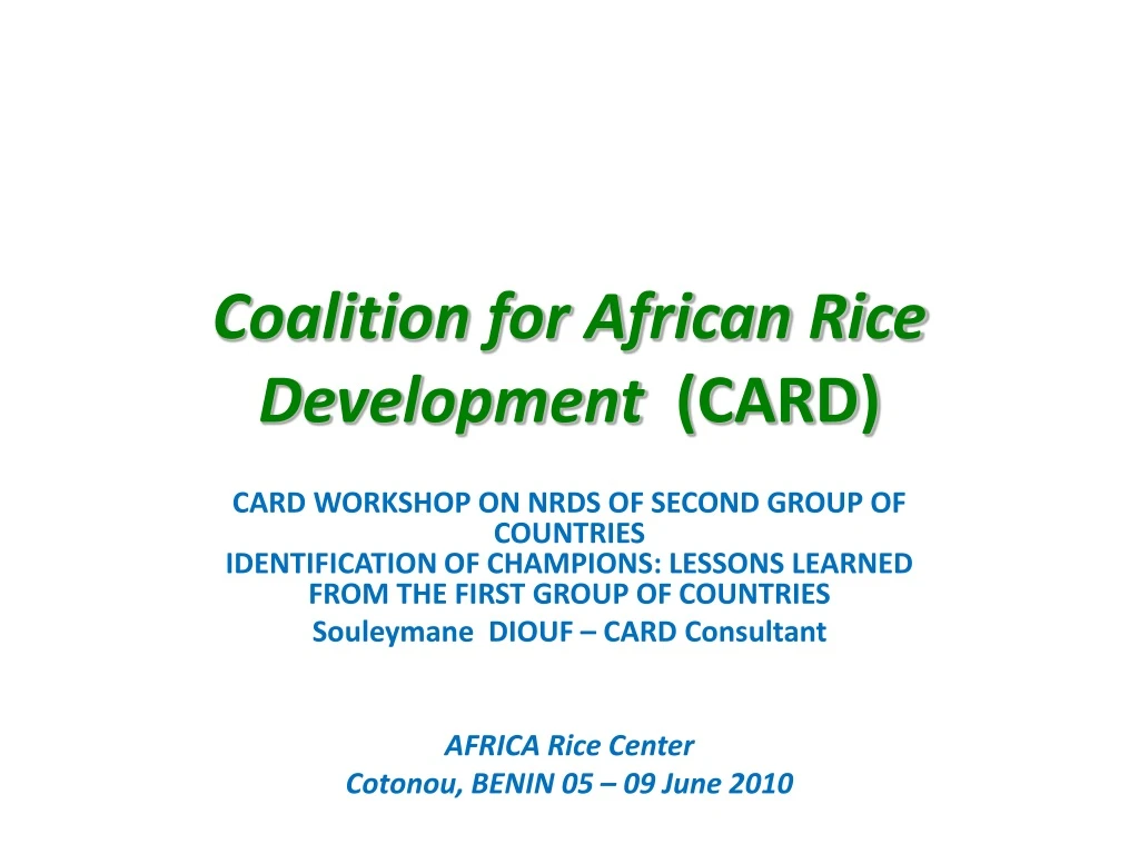 coalition for african rice development card