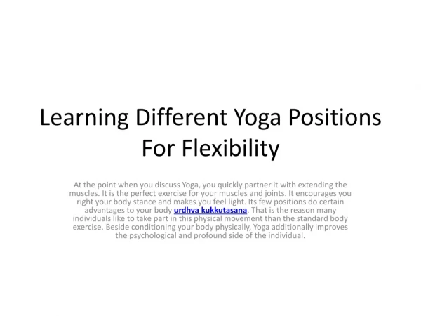 Learning Different Yoga Positions For Flexibility