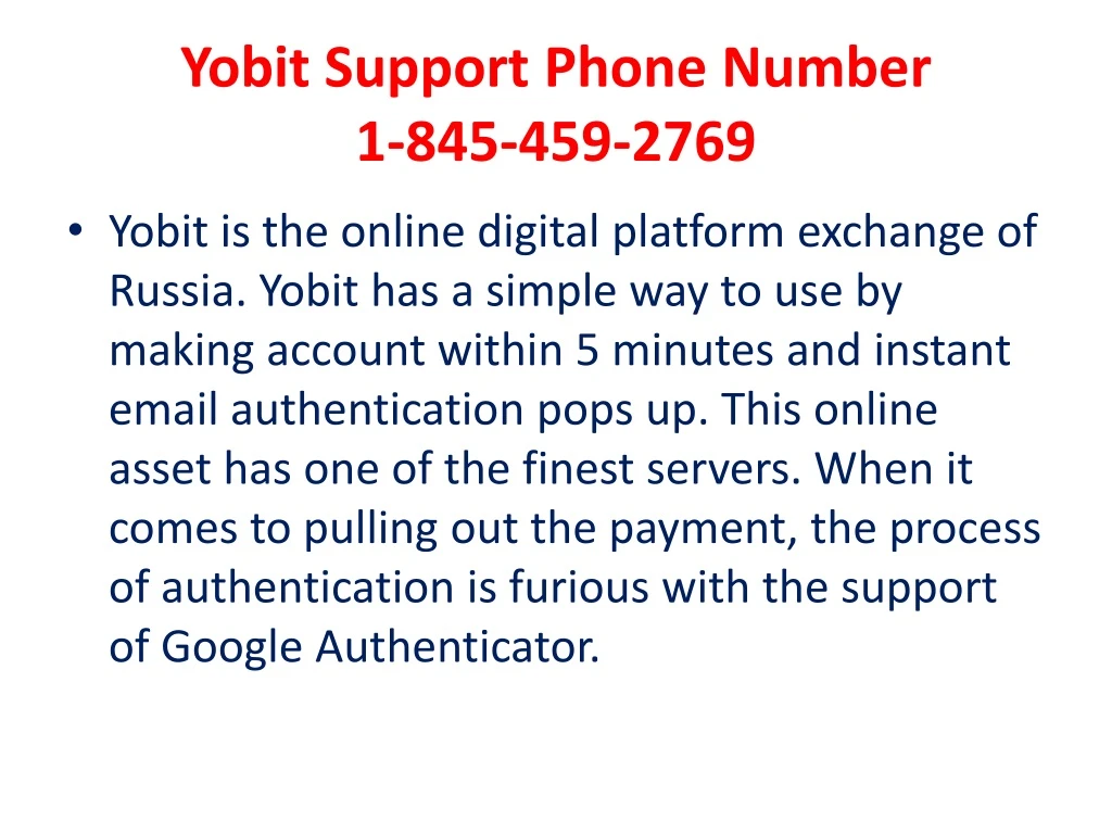 yobit support phone number 1 845 459 2769