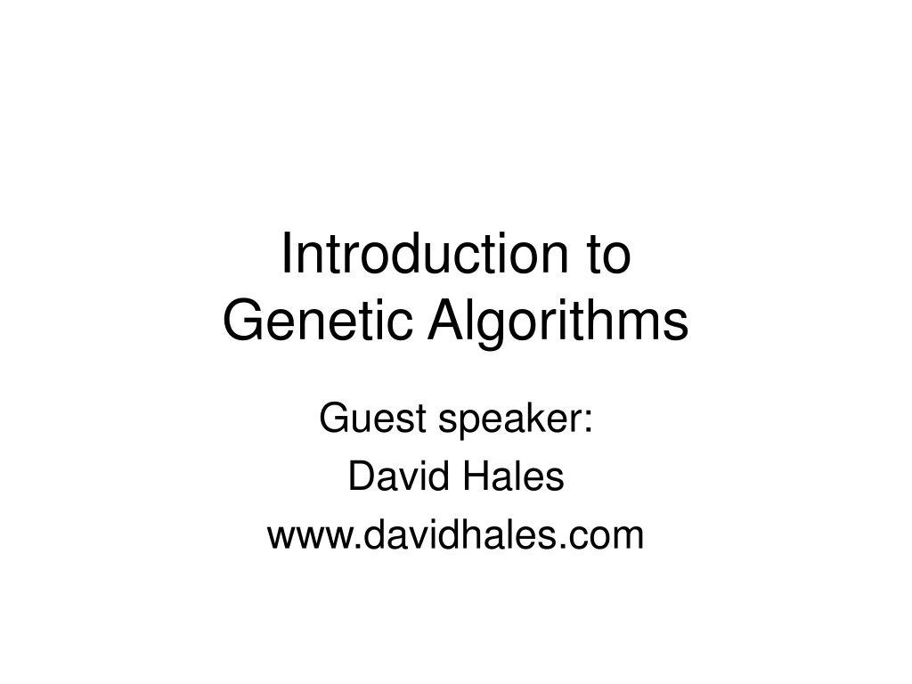 introduction to genetic algorithms