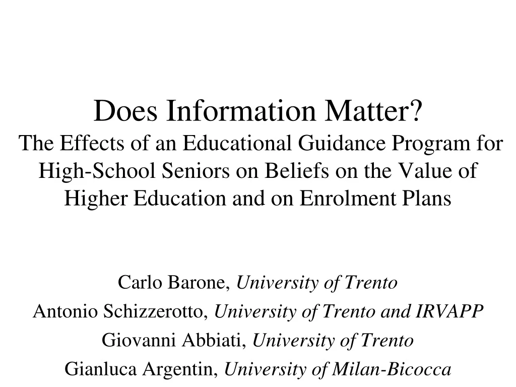 does information matter the effects