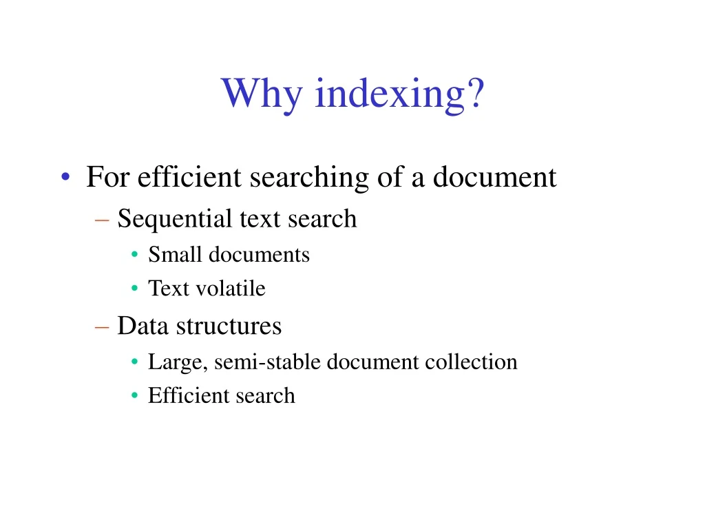 why indexing