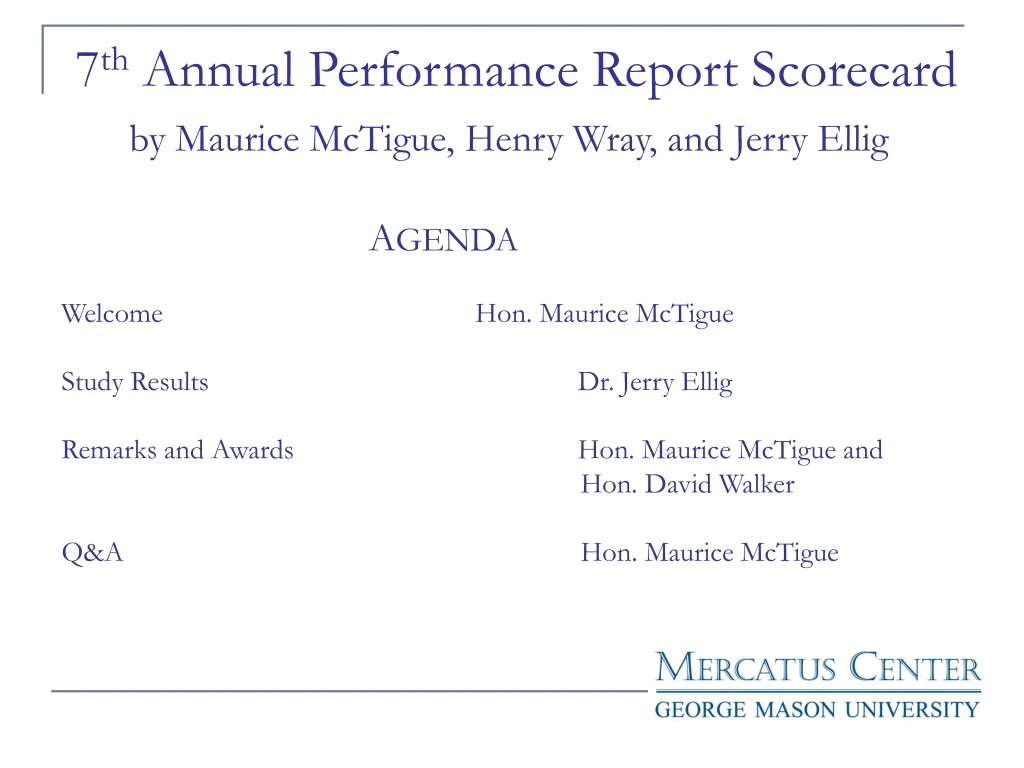 7 th annual performance report scorecard