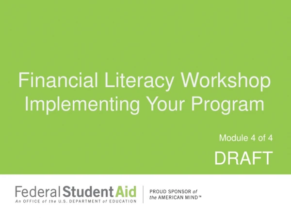 Financial Literacy Workshop Implementing Your Program