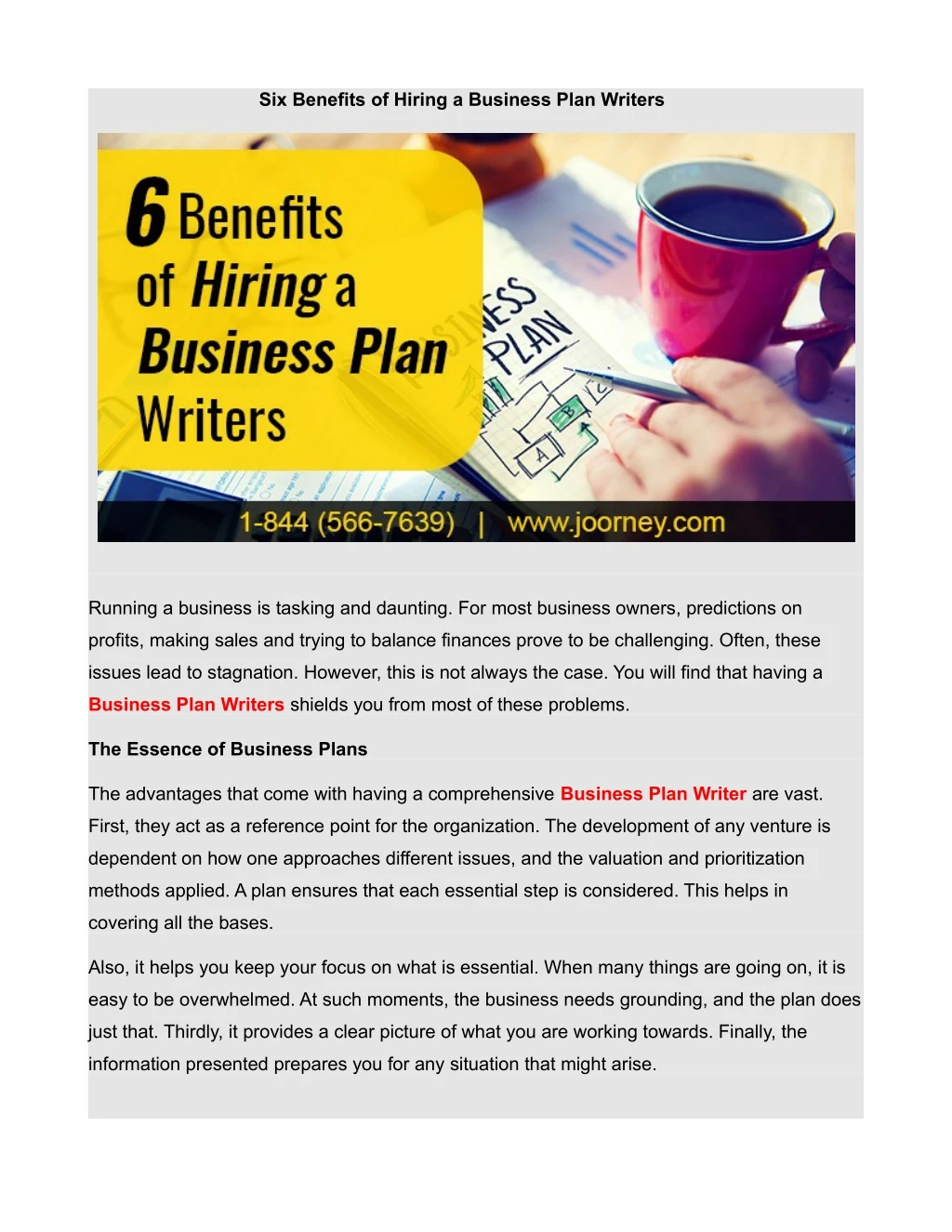 six benefits of hiring a business plan writers
