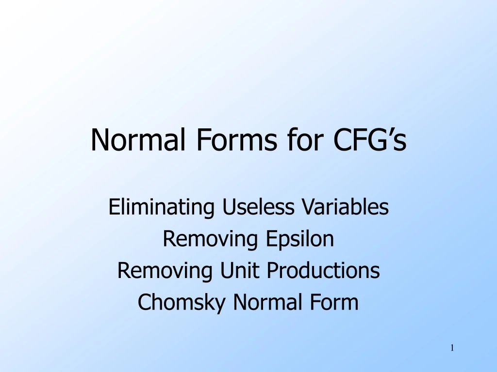 normal forms for cfg s