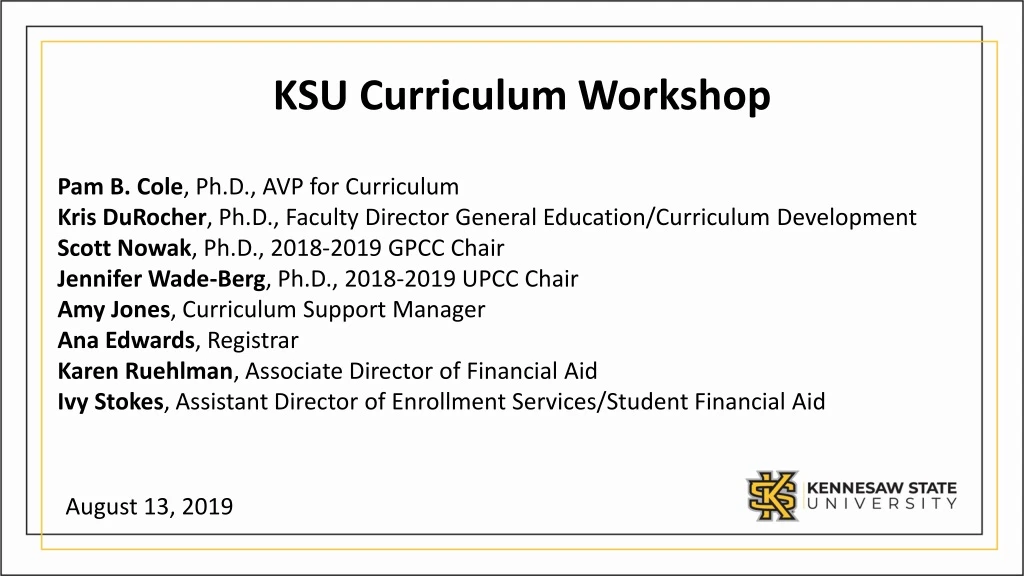 ksu curriculum workshop