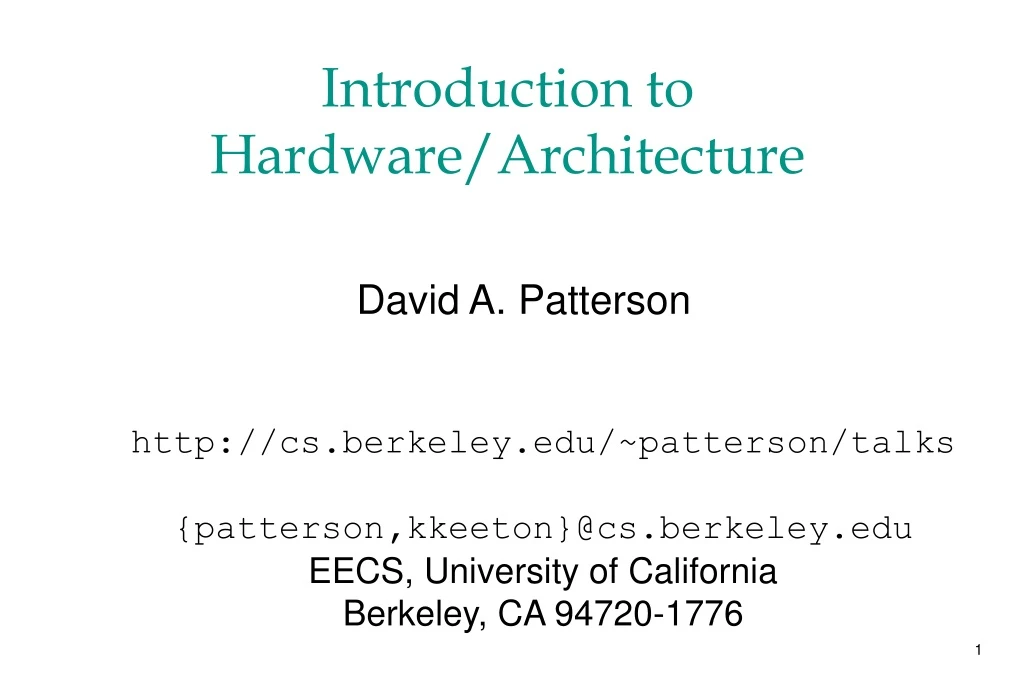 introduction to hardware architecture