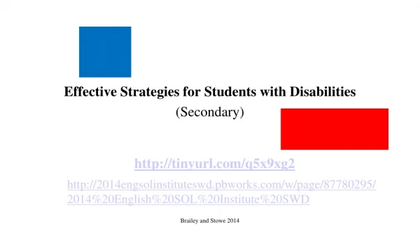 Effective Strategies for Students with Disabilities (Secondary)