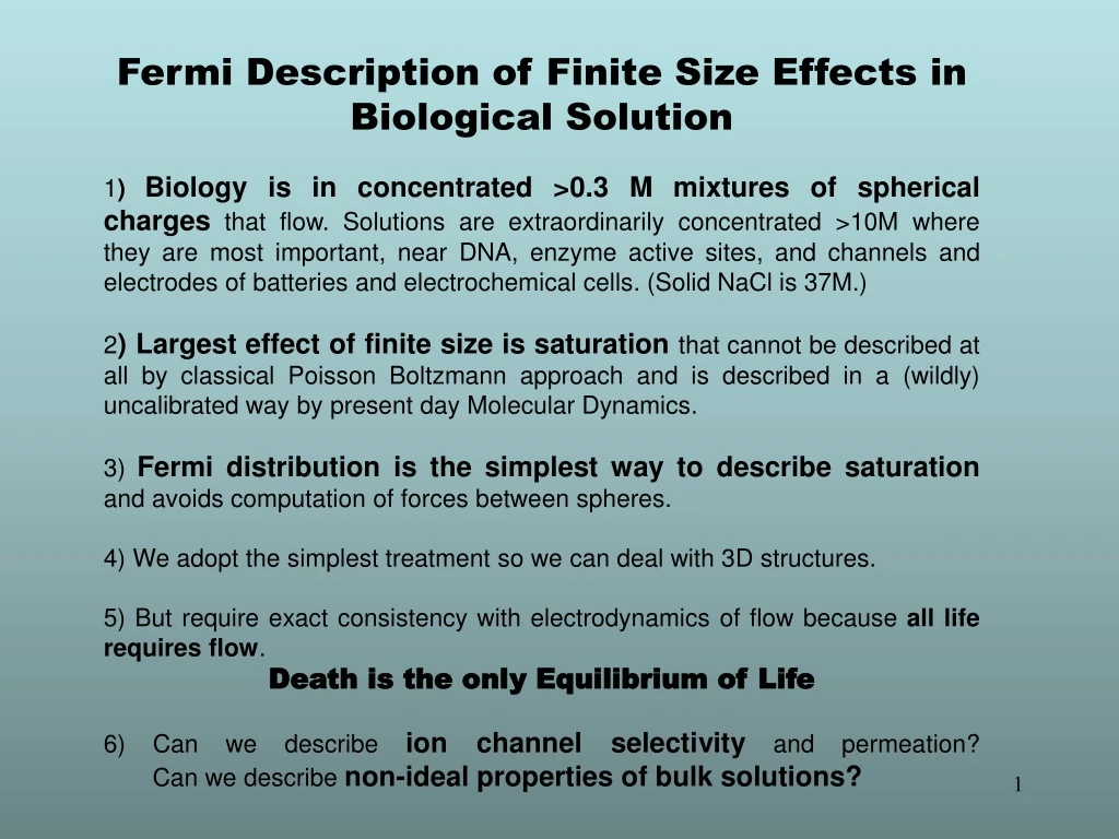 fermi description of finite size effects