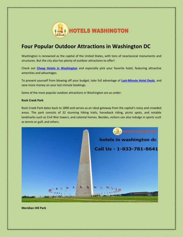 Four Popular Outdoor Attractions in Washington DC