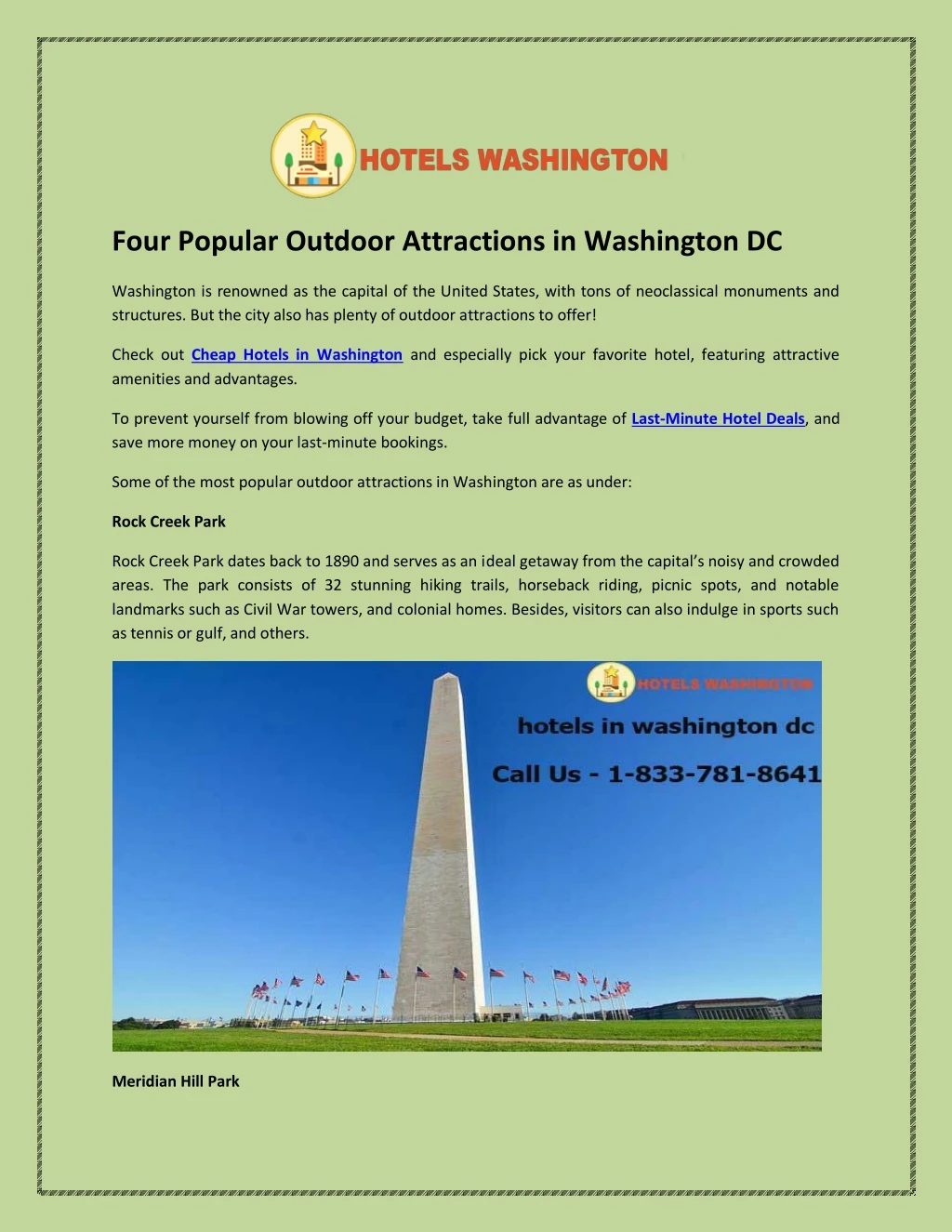 four popular outdoor attractions in washington dc