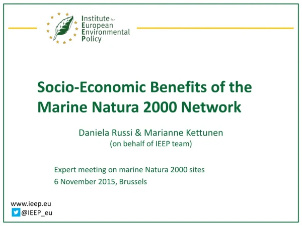 Socio-Economic Benefits of the Marine Natura 2000 Network