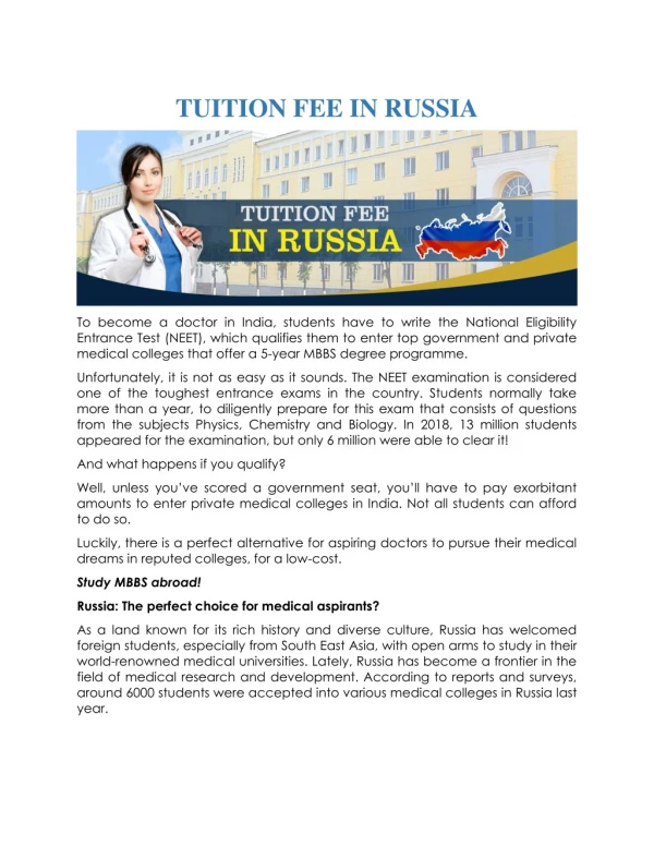 tuition fee in russia