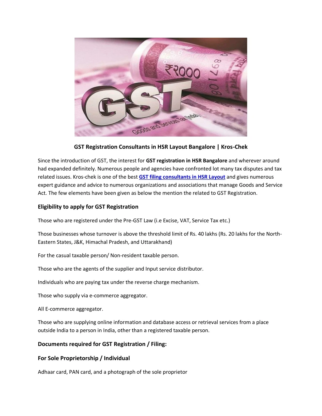 gst registration consultants in hsr layout