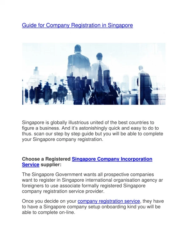Guide for Company Registration in Singapore
