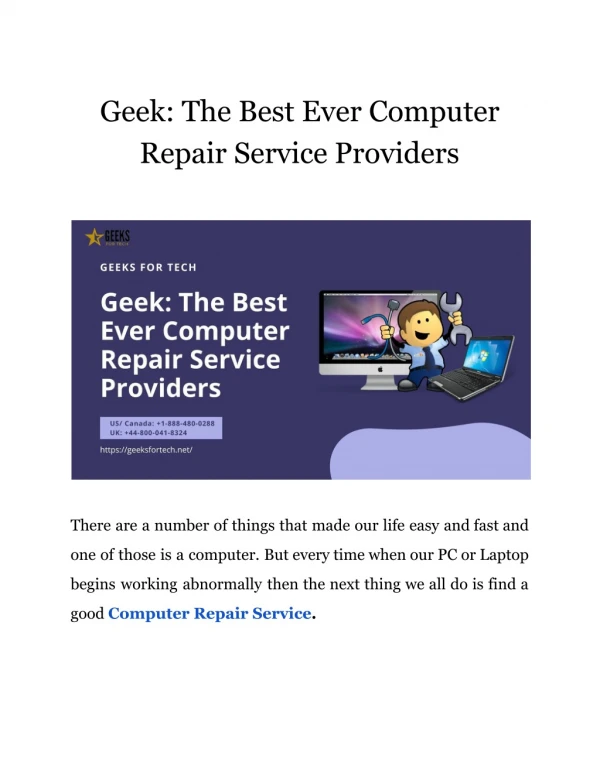 Geek: The Best Ever Computer Repair Service Providers