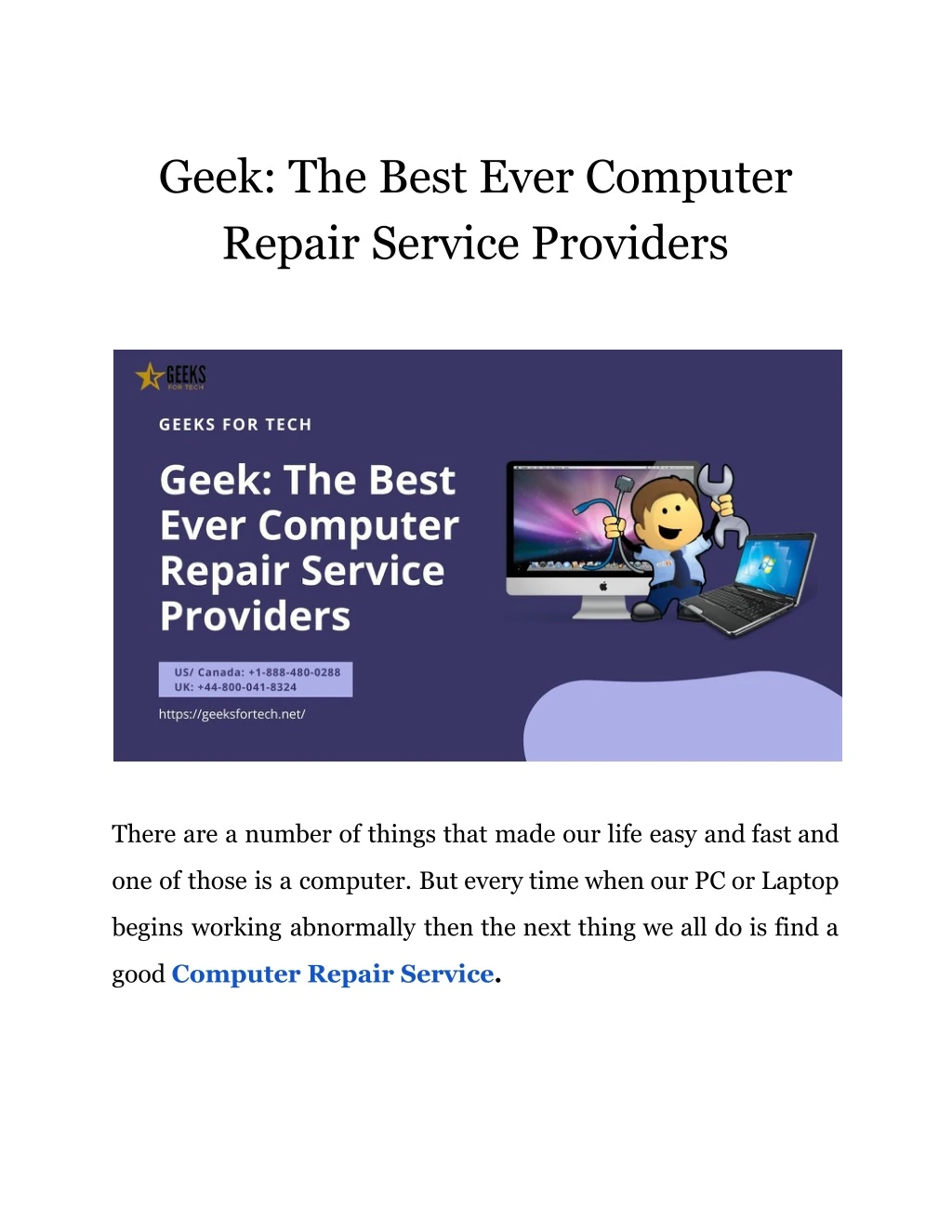 geek the best ever computer repair service
