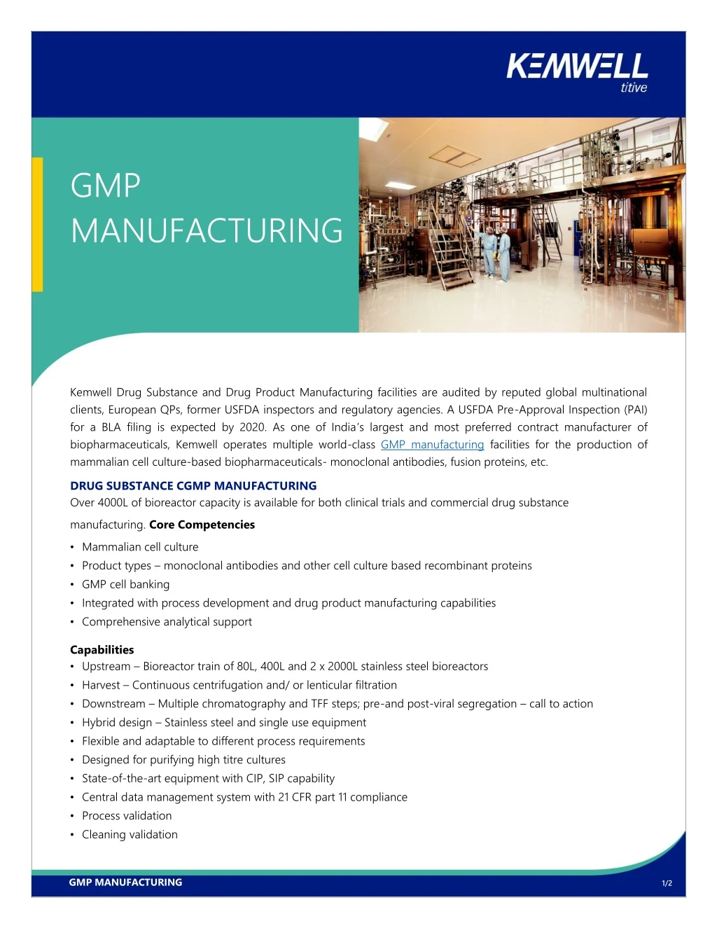 gmp manufacturing kemwell drug substance and drug