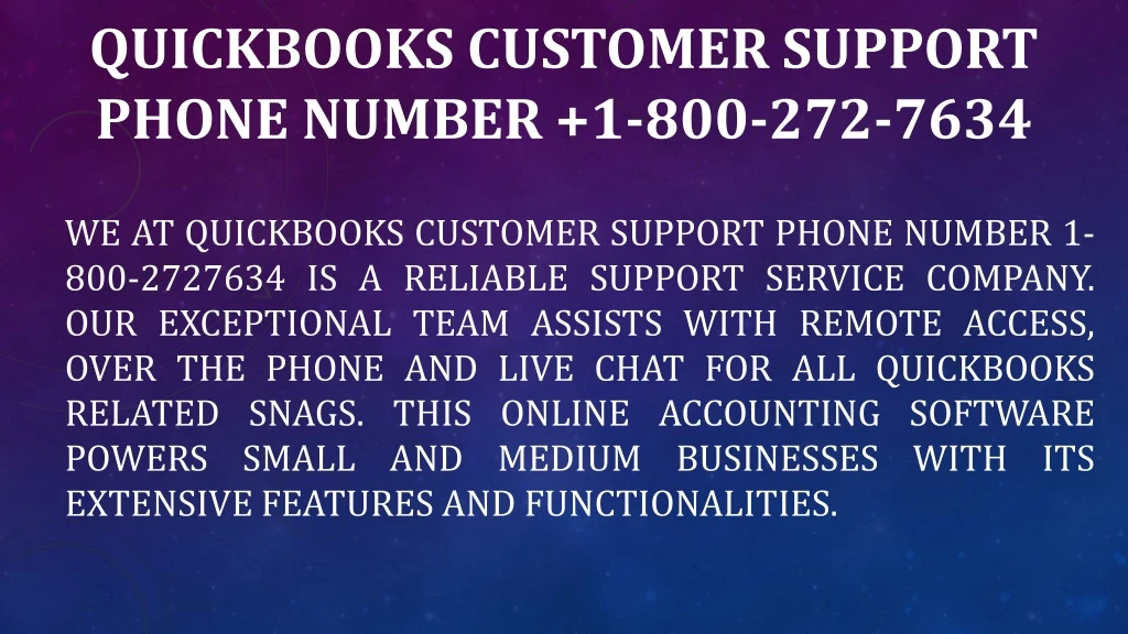 quickbooks customer support phone number 1 800 272 7634