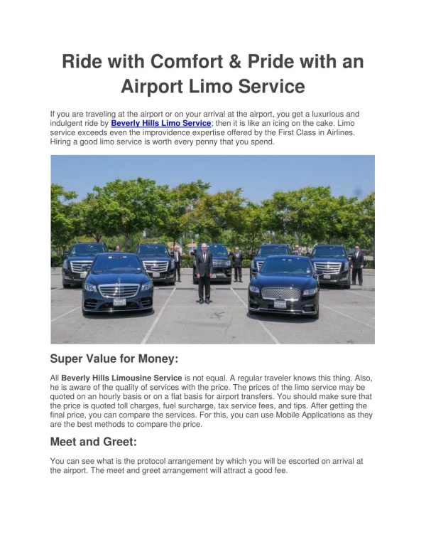 Ride with Comfort & Pride with an Airport Limo Service!