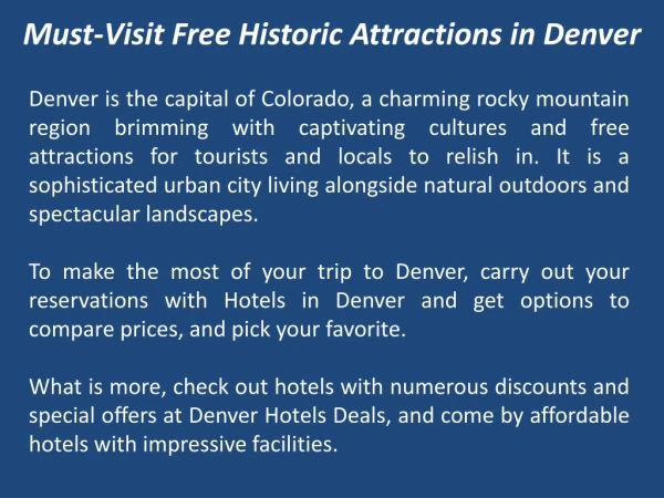 Must-Visit Free Historic Attractions in Denver