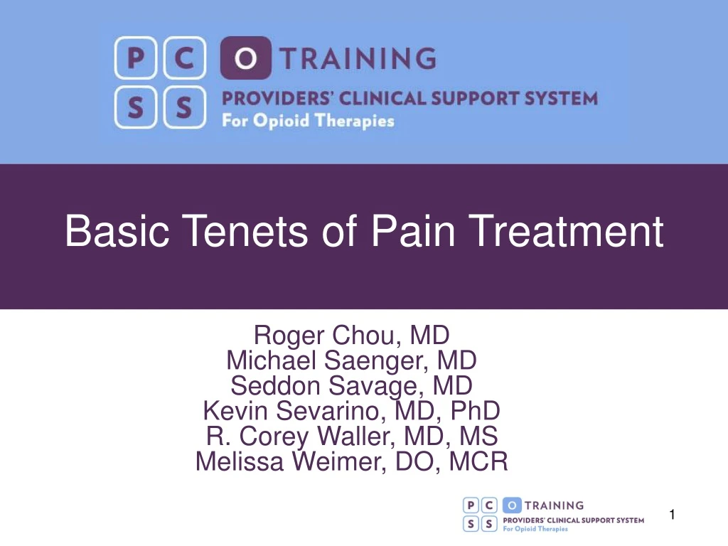 basic tenets of pain treatment