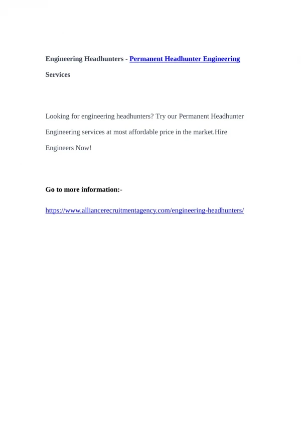 engineering headhunters permanent headhunter